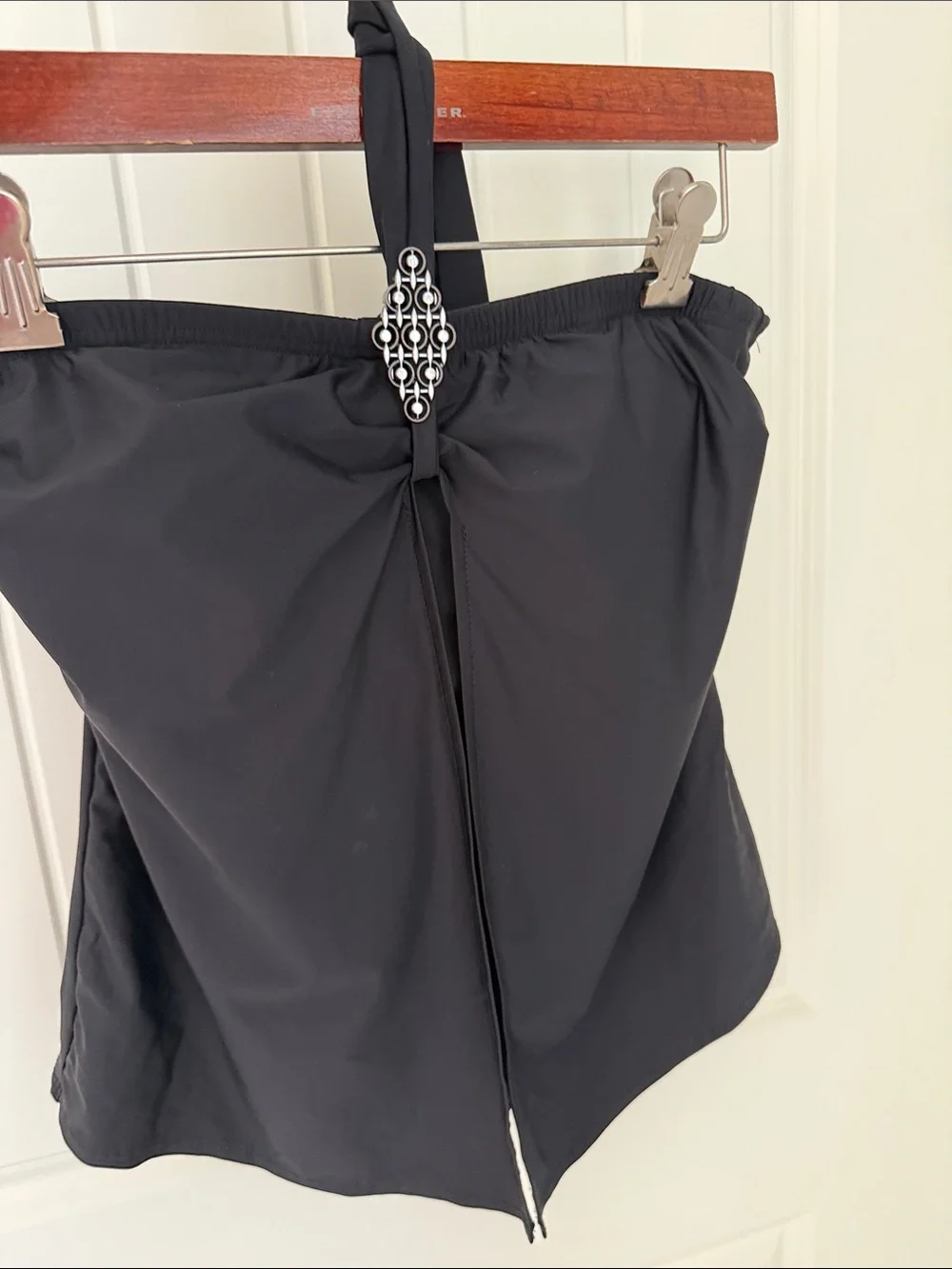 Tara Grinna Black Women's Halter Swim Top with Decorative Accent 38